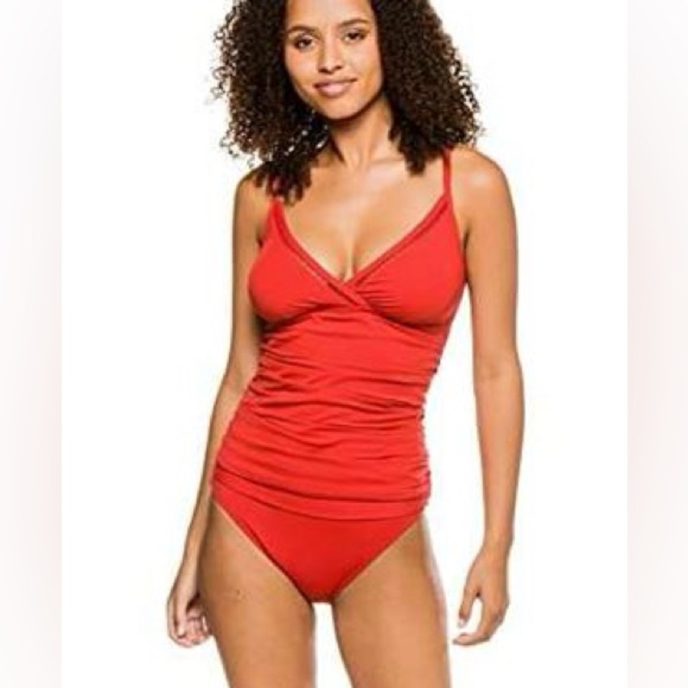 BLEU by Rod Beattie Behind the Seams Tankini Top Size 14 NWT